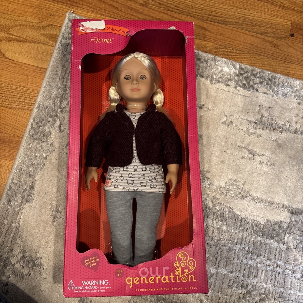 Our Generation 18" Doll Elona Retired blond hair brown eyes Cat Shirt
